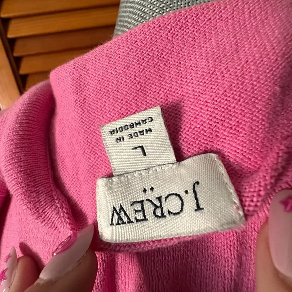 J. Crew Hot Pink Collared Cotton Preppy Sweater